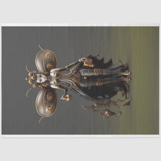 スティームパンクフェアリー金ゴールドとブラックデクページ 薄葉紙 (正面)