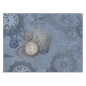 スティームパンクブルーヴィンテージプリント テーブルクロス (正面(横))