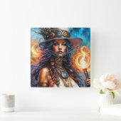 スティームパンクブードゥークイーン1 スクエア壁時計 (ホーム)