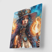 スティームパンクブードゥークイーン1 スクエア壁時計 (傾斜)