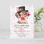 スティームパンクプレティーンガールバースデーパーティーの招待 招待状 (スタンド正面)