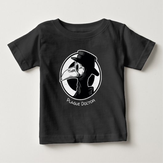 スティームパンクペスト医師鳥肌B/W ベビーTシャツ (正面)
