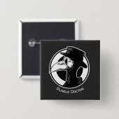 スティームパンクペスト医師鳥肌B/W 缶バッジ (正面&裏面)