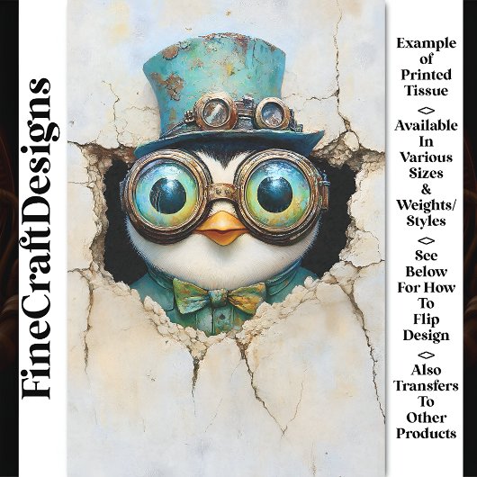 スティームパンクペンギンPeek Thru Hole AZ8 Decopage 薄葉紙