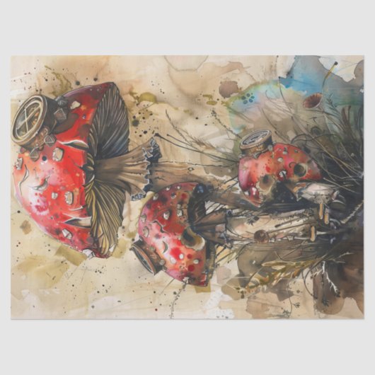 スティームパンクマッシュルーム水の色アートデコップページ 薄葉紙 (正面)