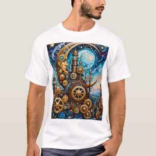 スティームパンクムーンTシャツファンタジーギア作品 Tシャツ