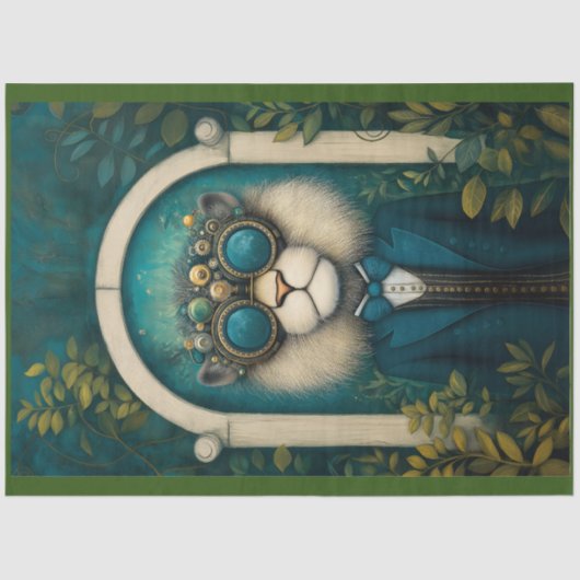 スティームパンクリオンティール（緑がかった色）スーツでガーデンM4デコページ 薄葉紙 (正面)