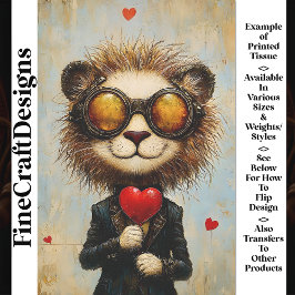 スティームパンクリオン&赤いハートバルーンAS1デコページ 薄葉紙