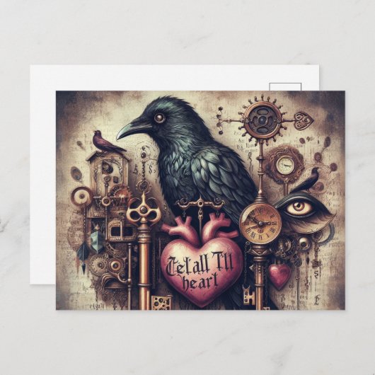 スティームパンクレイヴンテルハートコラージュ ポストカード (正面/裏面)