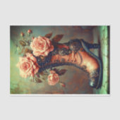 スティームパンクレディースブーツ&ピンクローズDF8LFデコページ 薄葉紙 (正面)