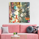 スティームパンクワンダーランドホワイトウサギ キャンバスプリント (インサイチュ (リビング))