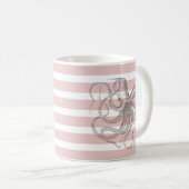 スティームパンクヴィンテージタコ航海のオンピンクストライプズ コーヒーマグカップ (正面右)