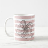 スティームパンクヴィンテージタコ航海のオンピンクストライプズ コーヒーマグカップ (左)