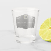 スティームパンクヴィンテージパーソナライズされた結婚式 ショットグラス (裏面)