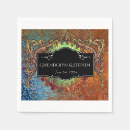 スティームパンクヴィンテージパーソナライズされた結婚式 スタンダードカクテルナプキン