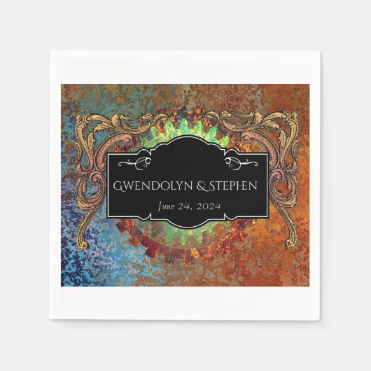 スティームパンクヴィンテージパーソナライズされた結婚式 スタンダードカクテルナプキン (正面)