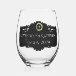 スティームパンクヴィンテージパーソナライズされた結婚式 ステムなしワイングラス