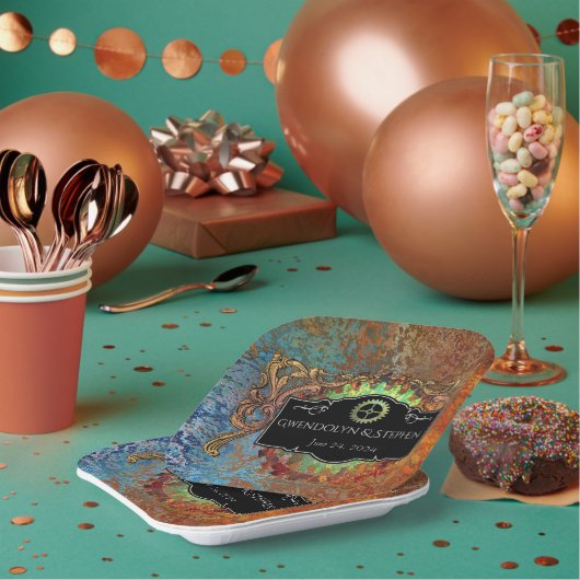 スティームパンクヴィンテージパーソナライズされた結婚式 ペーパープレート (複数)