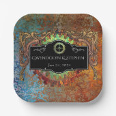 スティームパンクヴィンテージパーソナライズされた結婚式 ペーパープレート (正面)