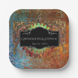 スティームパンクヴィンテージパーソナライズされた結婚式 ペーパープレート