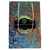 スティームパンクヴィンテージパーソナライズされた結婚式 ミディアムペーパーバッグ (裏面)