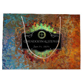 スティームパンクヴィンテージパーソナライズされた結婚式 ラージペーパーバッグ (裏面)