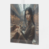 スティームパンクヴィンテージビクトリアンレディ・ライブラリアン ガラスオーナメント (正面左)