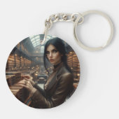 スティームパンクヴィンテージビクトリアンレディ・ライブラリアン キーホルダー (裏面)