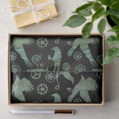 スティームパンクヴェルディグリスブロンズギアとカラス 薄葉紙 (ギフト)