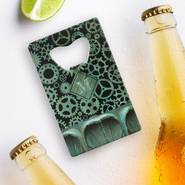 スティームパンクヴェルディグリブロンズギアカスタムモノグラム クレジットカード栓抜き