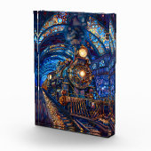 スティームパンク列車ロコエンジンブルーモザイクフェイク065 フォトブロック (右)