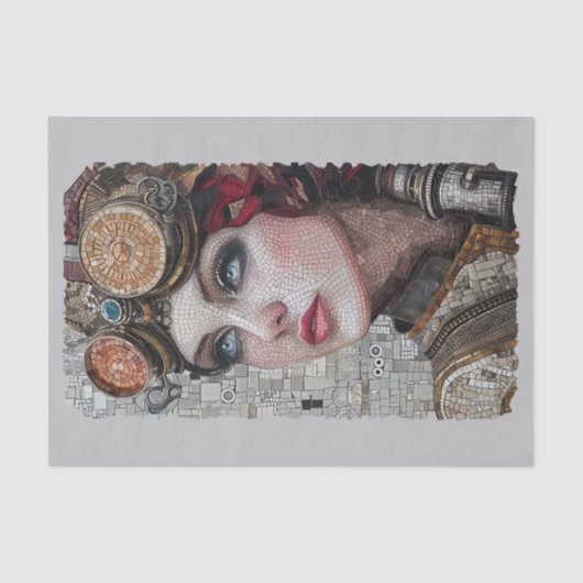 スティームパンク女性ゴーグル2/2モザイクフェイク025ティッシュ 薄葉紙 (正面)