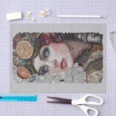 スティームパンク女性ゴーグル2/2モザイクフェイク025ティッシュ 薄葉紙 (クラフト)