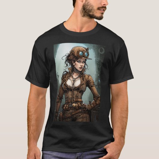 スティームパンク女性 Tシャツ (正面)