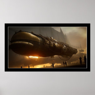 スティームパンク宇宙船のポスター ポスター