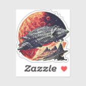 スティームパンク宇宙船ステッカー – レトロSci-Fi漫画 シール (シート)