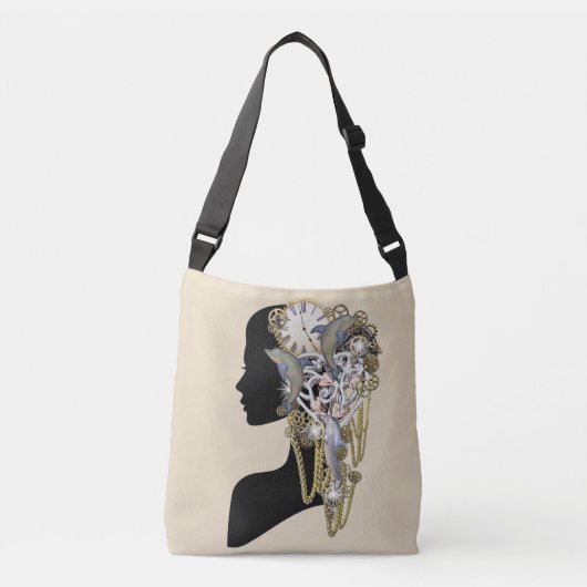 スティームパンク彫刻 – アートトレンディー クロスボディバッグ (正面)