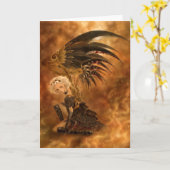 スティームパンク暗黒天使グリーティングカード カード (黄色い花)