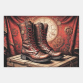 スティームパンク服トリプティック:手袋、ゴーグル、ブーツ – ラッピングペーパーシート (正面)