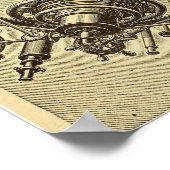 スティームパンク望遠鏡ヴィンテージ1898イラストレーション ポスター (角)