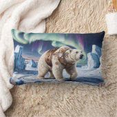 スティームパンク極熊とオーロラアート ランバークッション (ブランケット)