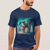 スティームパンク極熊とオーロラアート Tシャツ (正面)