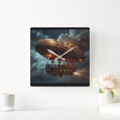 スティームパンク水中海ライナー スクエア壁時計 (ホーム)