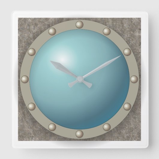 スティームパンク潜水艦ハブロ スクエア壁時計 (正面)