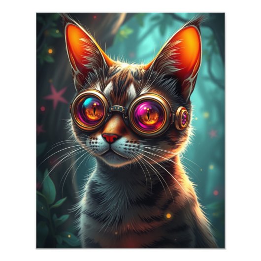 スティームパンク猫のゴーグル フォトプリント (正面)