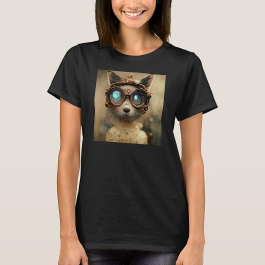 スティームパンク猫エンジニア Tシャツ (正面)