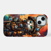 スティームパンク猫I iPhone 15ケース (裏面横)