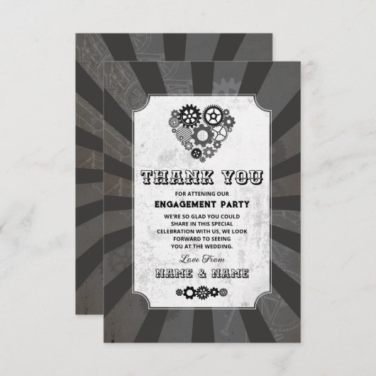 スティームパンク結婚ありがとうハート 招待状 (正面/裏面)