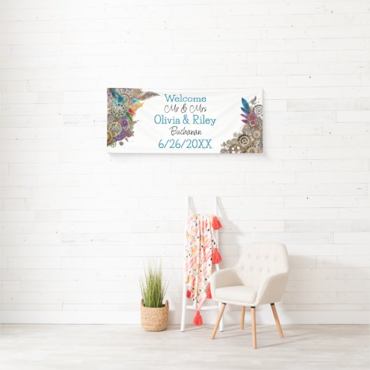 スティームパンク結婚をテーマにした 横断幕 (インサイチュ)