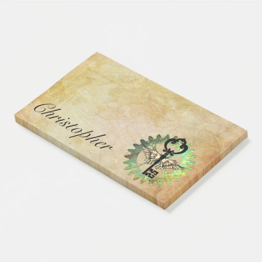 スティームパンク翼鍵とCogホイールのポストイット注記 ポストイット (アングル)